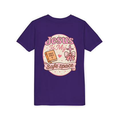 Youth Tee — "Jesus Is My Safe Space" Christian Kids T-Shirt