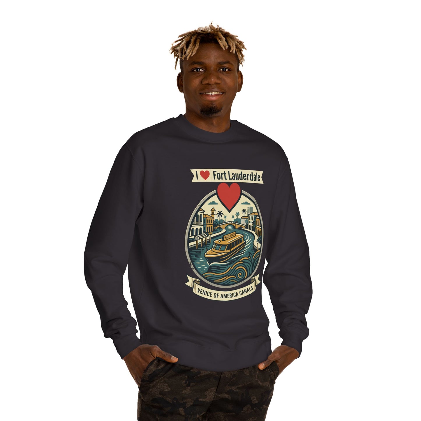I  Fort Lauderdale Crewneck Sweatshirt — Venice of America Canals Graphic