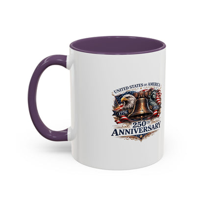250th Anniversary Accent Coffee Mug — Patriotic United States Bell & Eagle Design (11/15 oz)