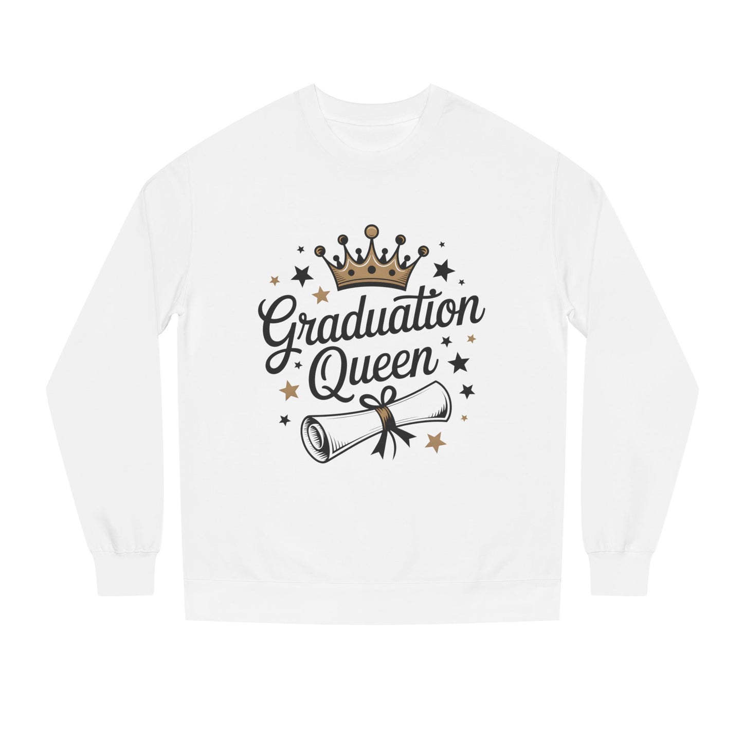 Graduation Queen Crewneck Sweatshirt — Crown & Diploma Celebration Pullover