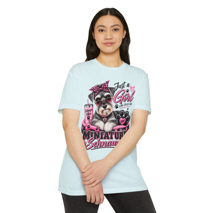 Miniature Schnauzer T-Shirt — "Just a Girl Who Loves Her Miniature Schnauzer" Cute Dog Tee