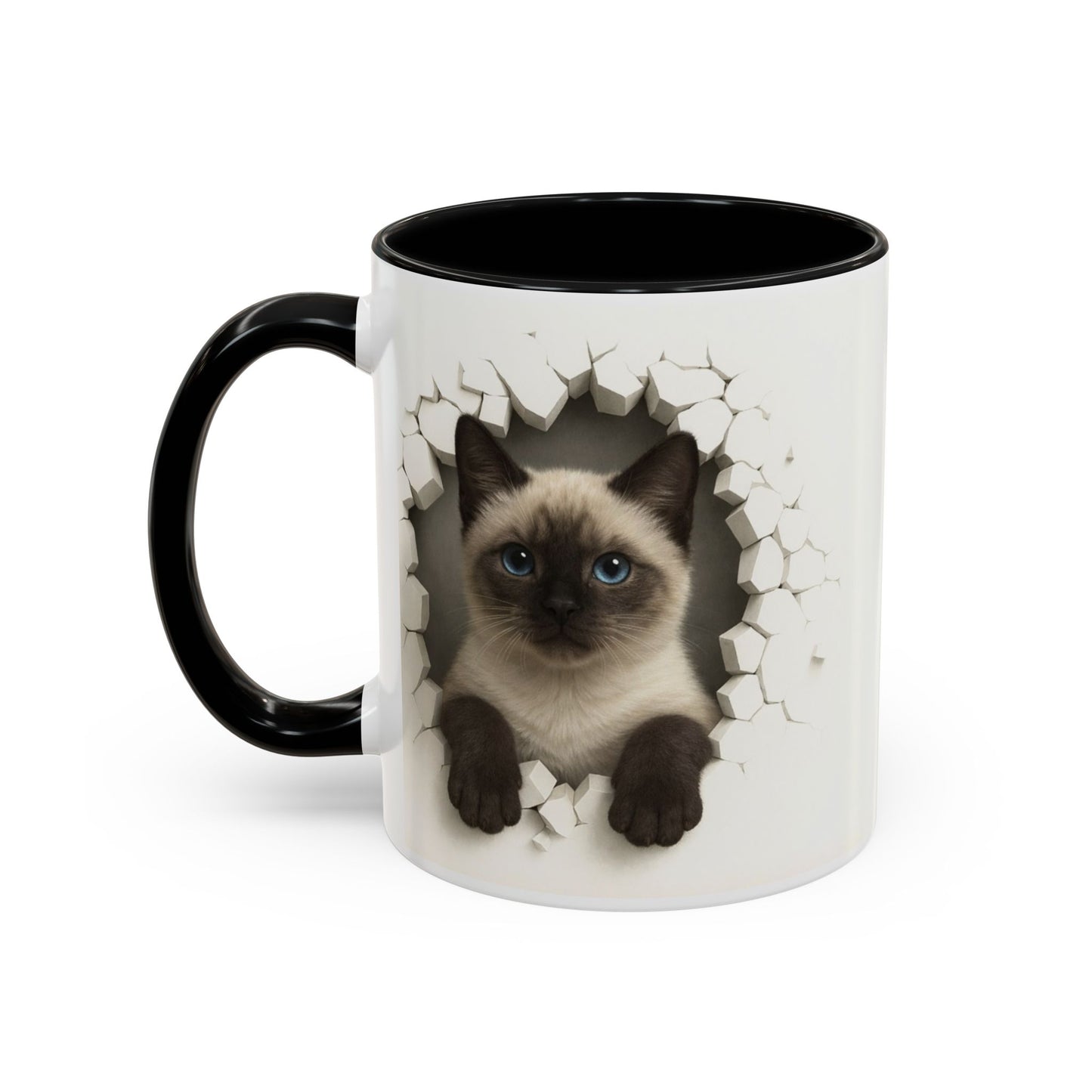 Siamese Cat Peeking Accent Coffee Mug (11/15oz)