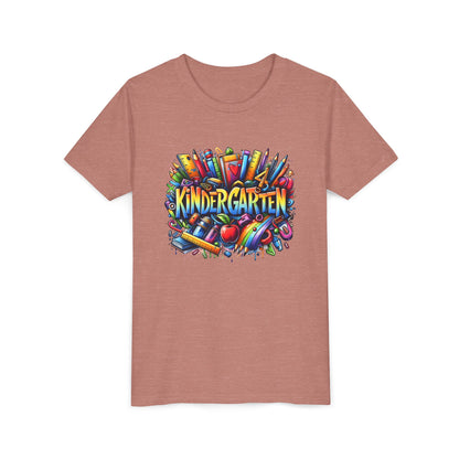 Kindergarten Colorful School Supplies Youth Tee — Back-to-School Kids T-Shirt