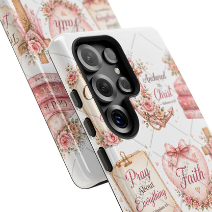 Faith Floral Phone Case – Christian Inspirational Scripture iPhone Cover (Choose Joy, Pray, Faith)