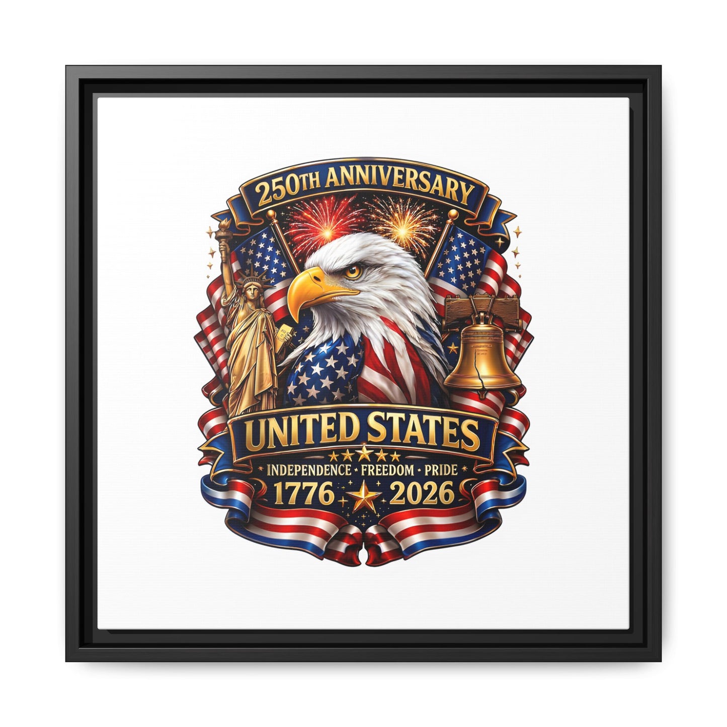 250th Anniversary United States Framed Canvas - Patriotic Eagle 1776–2026