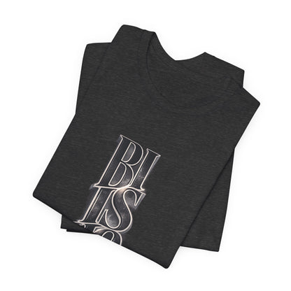 Bishop Vertical Script Tee — Vintage Gothic Lettering T-Shirt