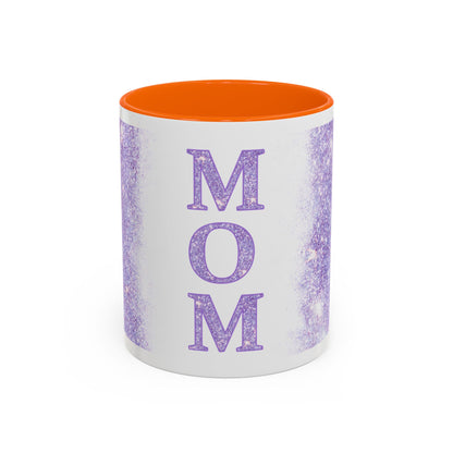 Mom Glitter Accent Coffee Mug – Purple Sparkle Mother's Day Gift (11/15oz)