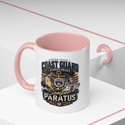 Coast Guard Semper Paratus Accent Coffee Mug – Patriotic Military Gift (11/15oz)