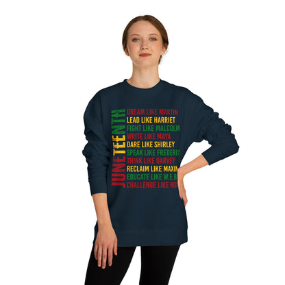 Juneteenth Icons Sweatshirt — "Lead Like Harriet, Fight Like Malcolm" Heritage Crewneck