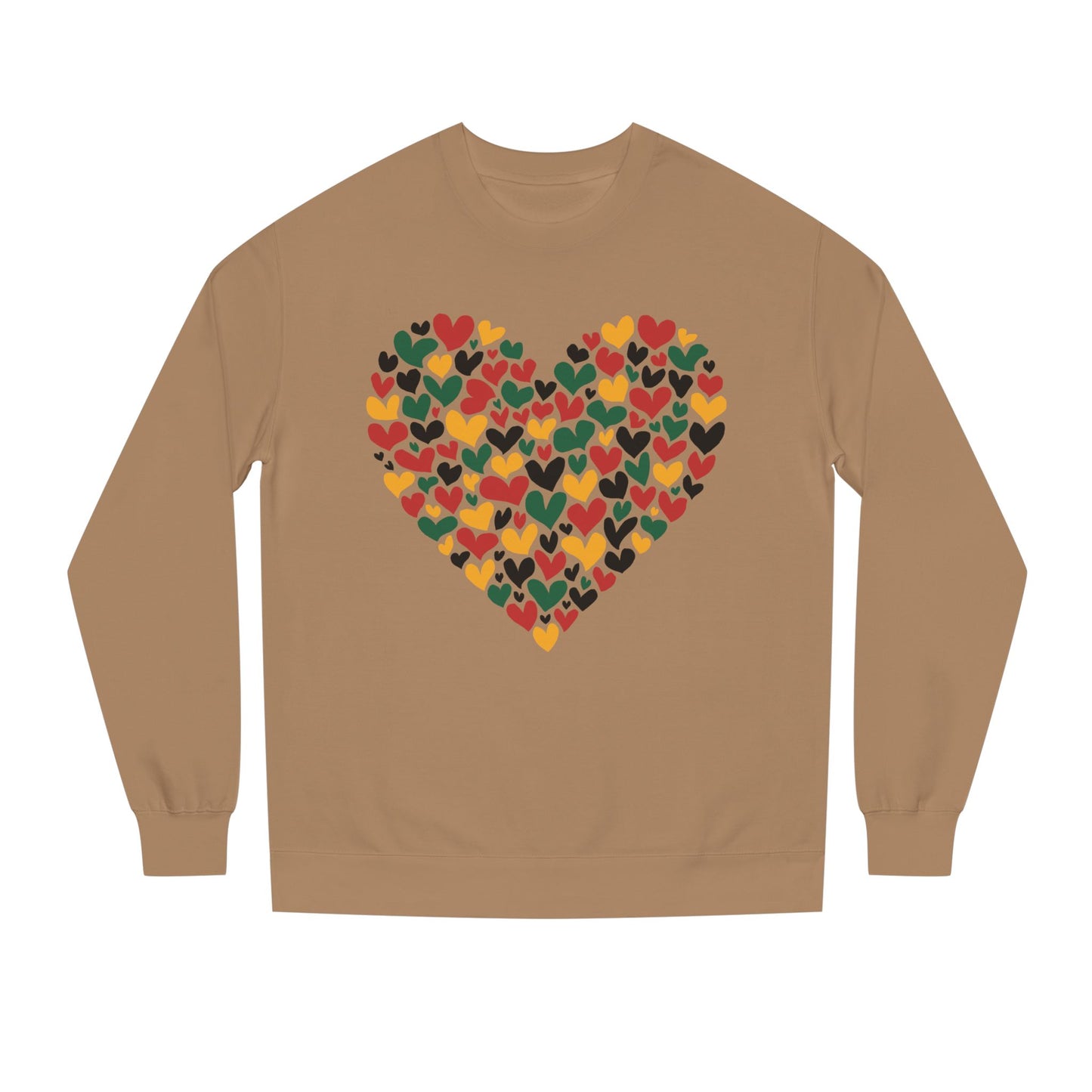Colorful Heart Pattern Sweatshirt — Cozy Valentine/Everyday Love Crewneck