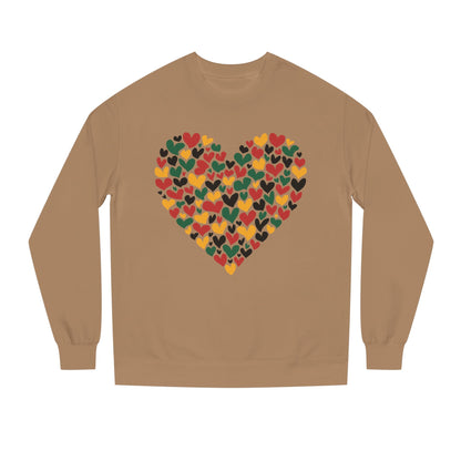 Colorful Heart Pattern Sweatshirt — Cozy Valentine/Everyday Love Crewneck