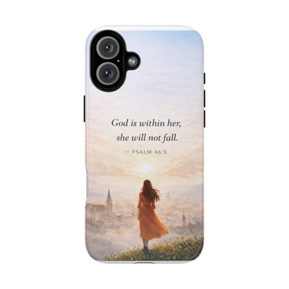 Inspirational Psalm 46:5 Phone Case — 'God is within her, she will not fall' Christian Phone Cover