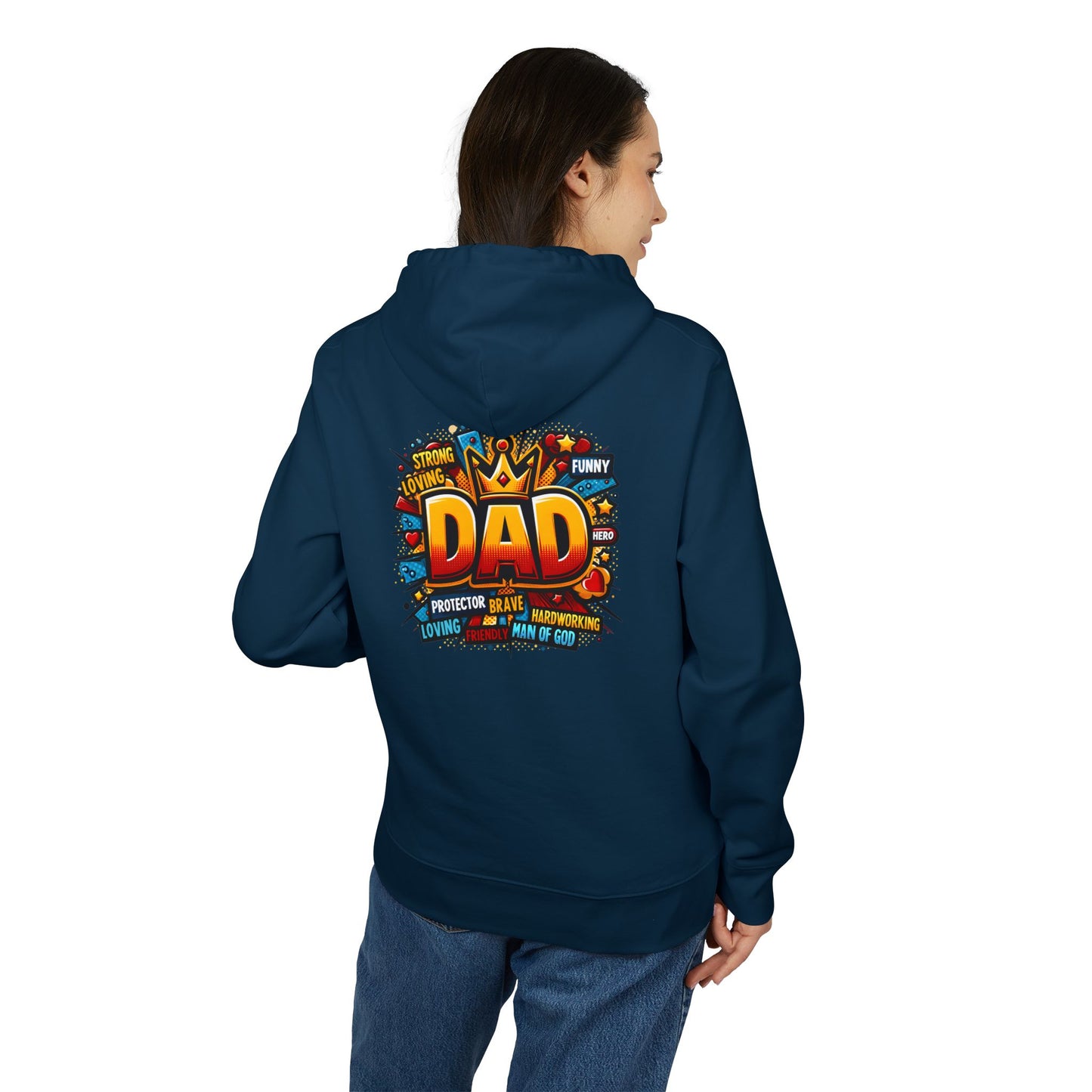 Dad Graphic Hoodie – Colorful ‘DAD’ Crown Design, Funny Loving Protector Gift for Father’s Day