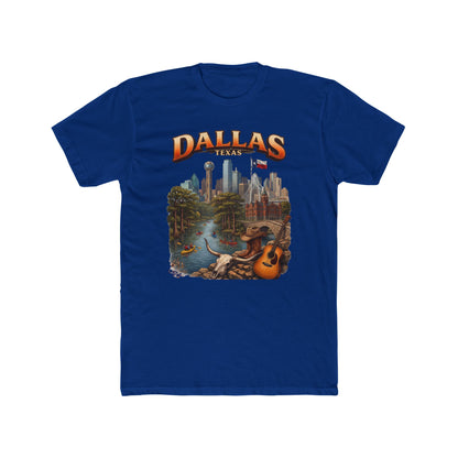 Dallas Skyline Graphic Tee — Retro Cityscape with Guitar