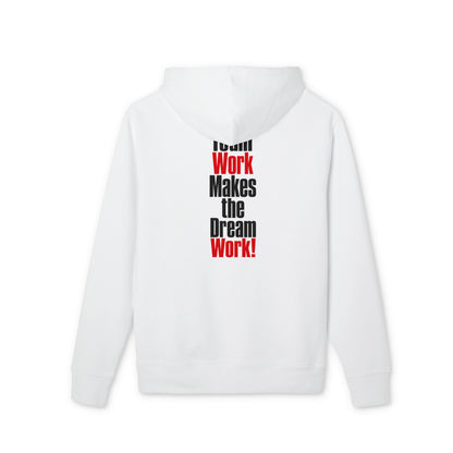 Motivational Hoodie — “Team Work Makes the Dream Work!” Vertical Text