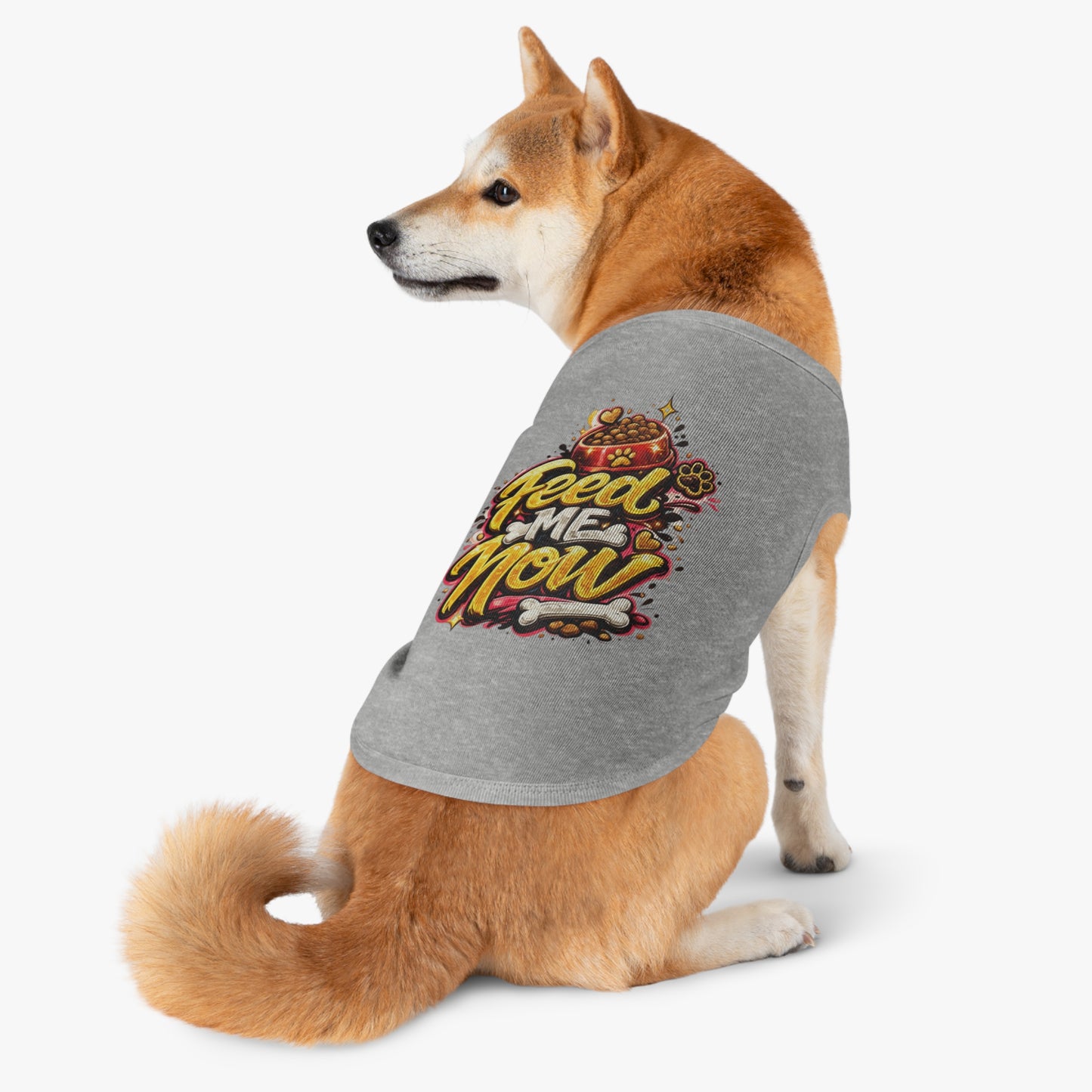 Dog Tank Top - "Feed Me Now" Funny Pet Feeding Shirt