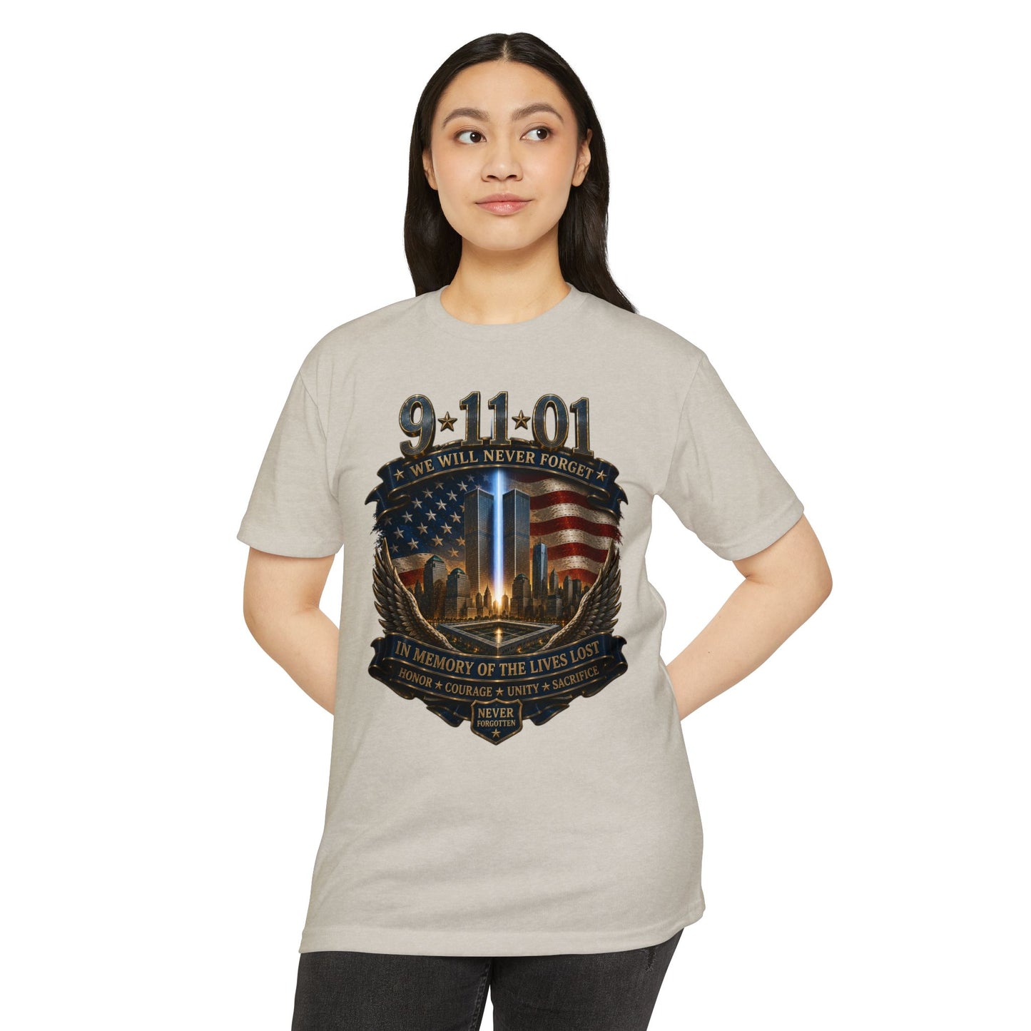 9/11 Memorial T-Shirt — "We Will Never Forget" Tribute Tee
