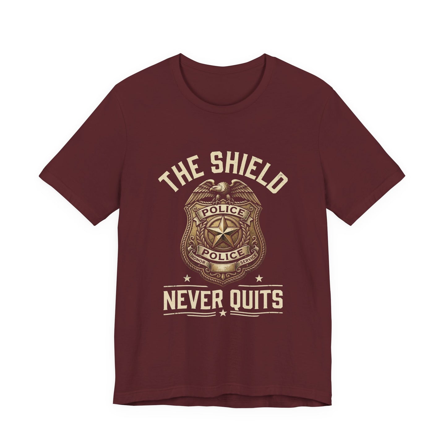 Police Badge T-Shirt — "The Shield Never Quits" Support Tee