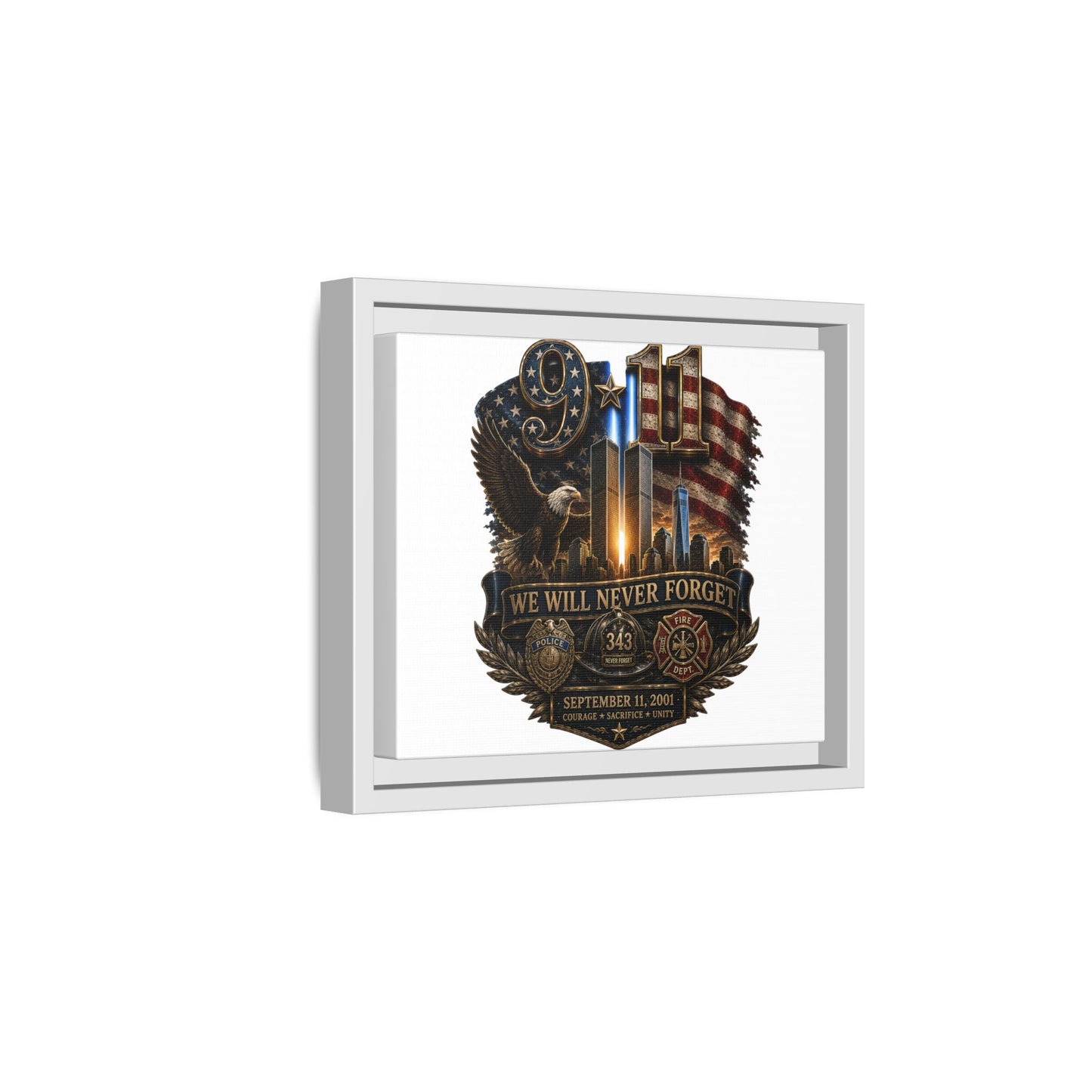 9/11 We Will Never Forget Framed Matte Canvas