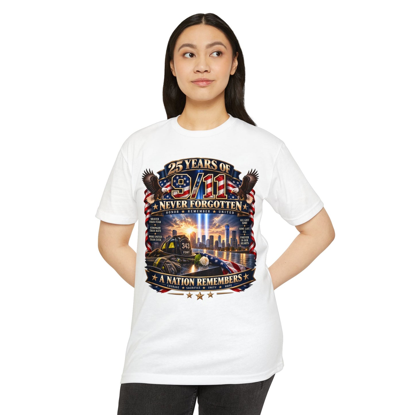 9/11 Memorial T-Shirt – "25 Years of 9/11 Never Forgotten" Tribute Tee