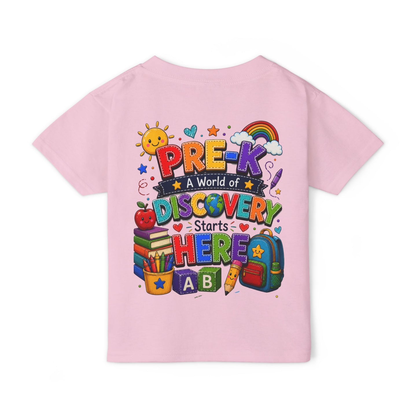 Toddler T‑Shirt — "Pre-K: A World of Discovery Starts Here" Colorful Back-to-School Tee