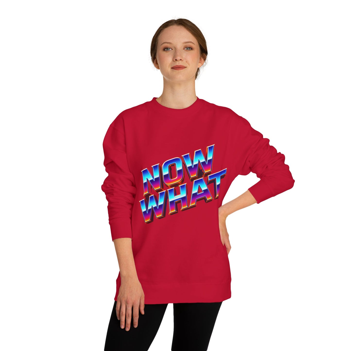 Now What Retro Sweatshirt — Bold 80s Gradient Graphic Crewneck