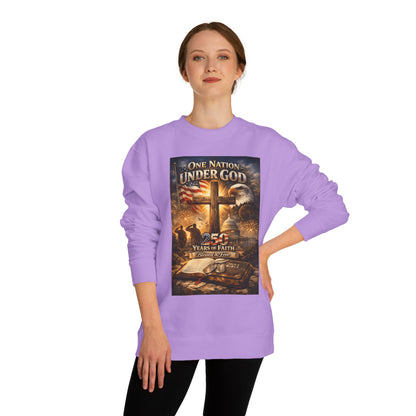 Patriotic Christian Sweatshirt — "One Nation Under God" 25 Years of Faith Crewneck