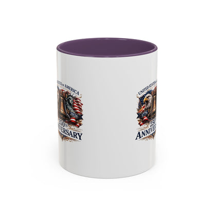 250th Anniversary Accent Coffee Mug — Patriotic United States Bell & Eagle Design (11/15 oz)