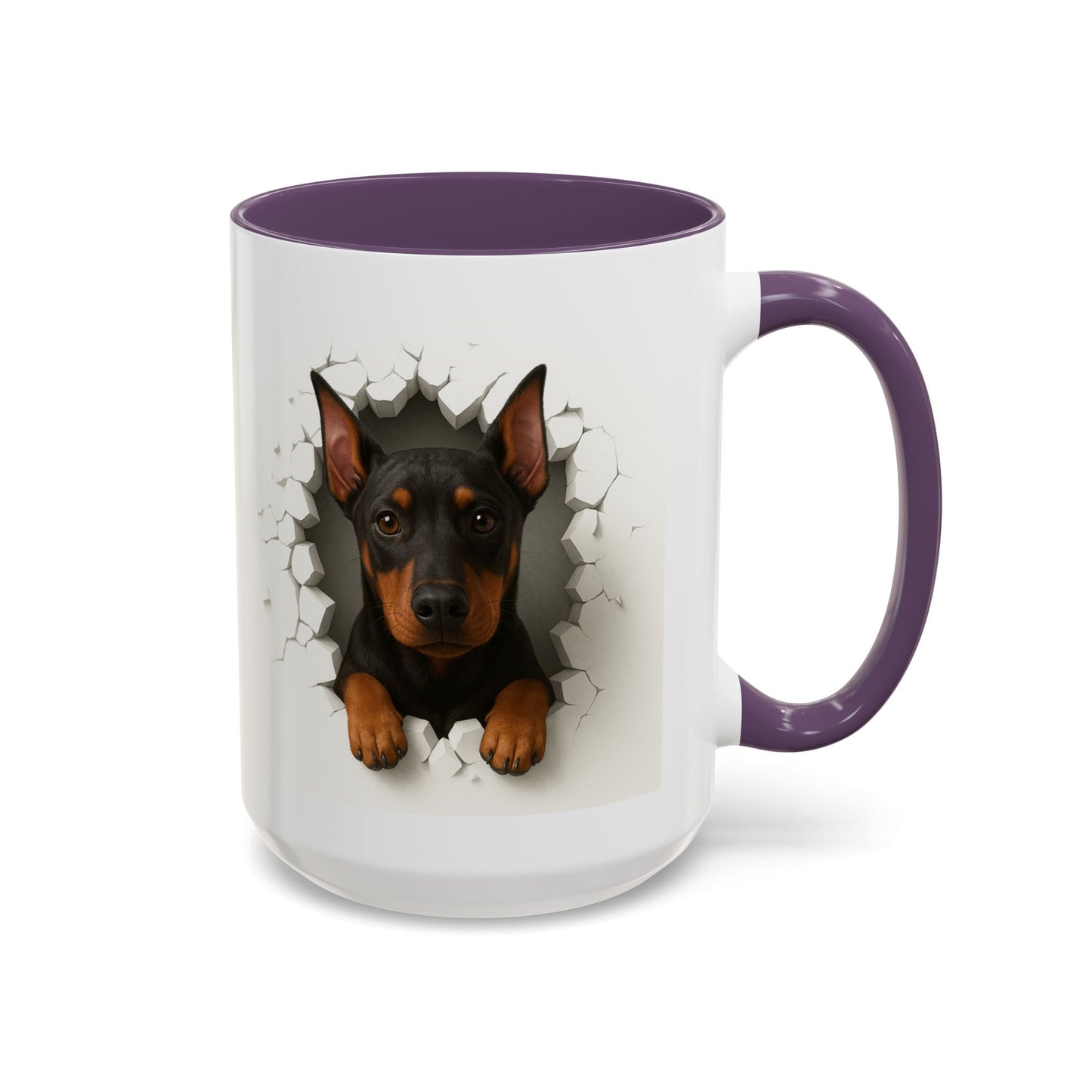 Doberman Peekaboo Accent Coffee Mug – Cute Dog Lover Gift (11/15oz)
