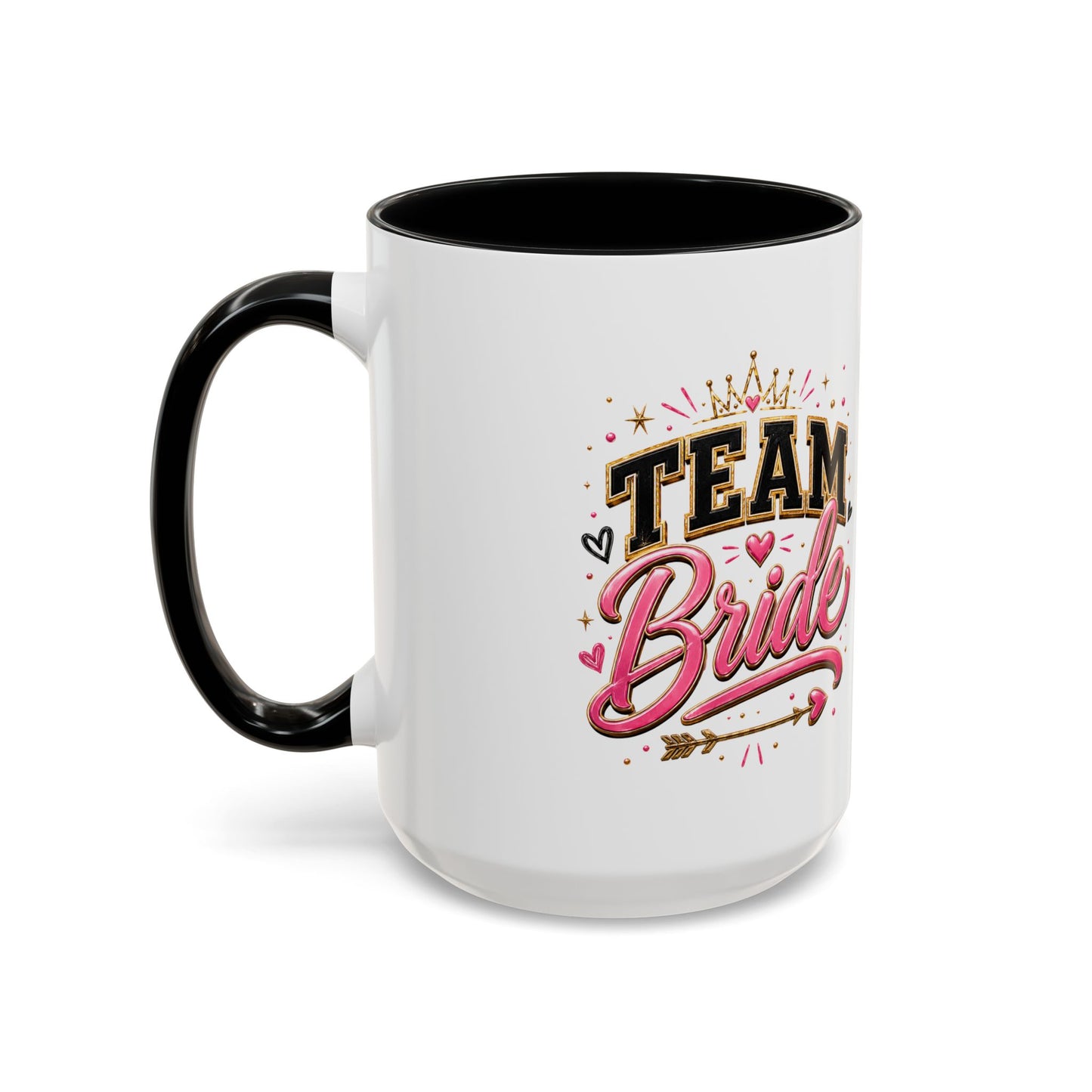 Team Bride Accent Coffee Mug — Pink & Gold Bachelorette Bridal Shower Gift (11/15 oz)