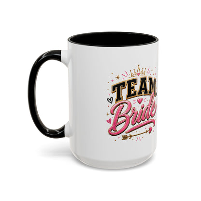 Team Bride Accent Coffee Mug — Pink & Gold Bachelorette Bridal Shower Gift (11/15 oz)