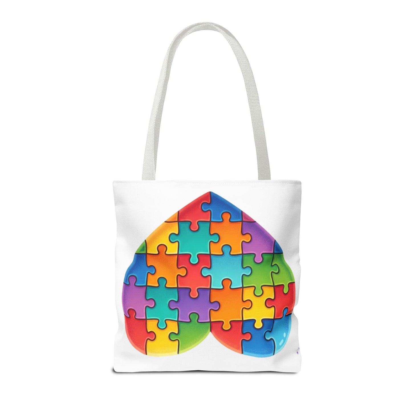 Autism Puzzle Heart Tote Bag - Colorful Awareness Canvas Tote