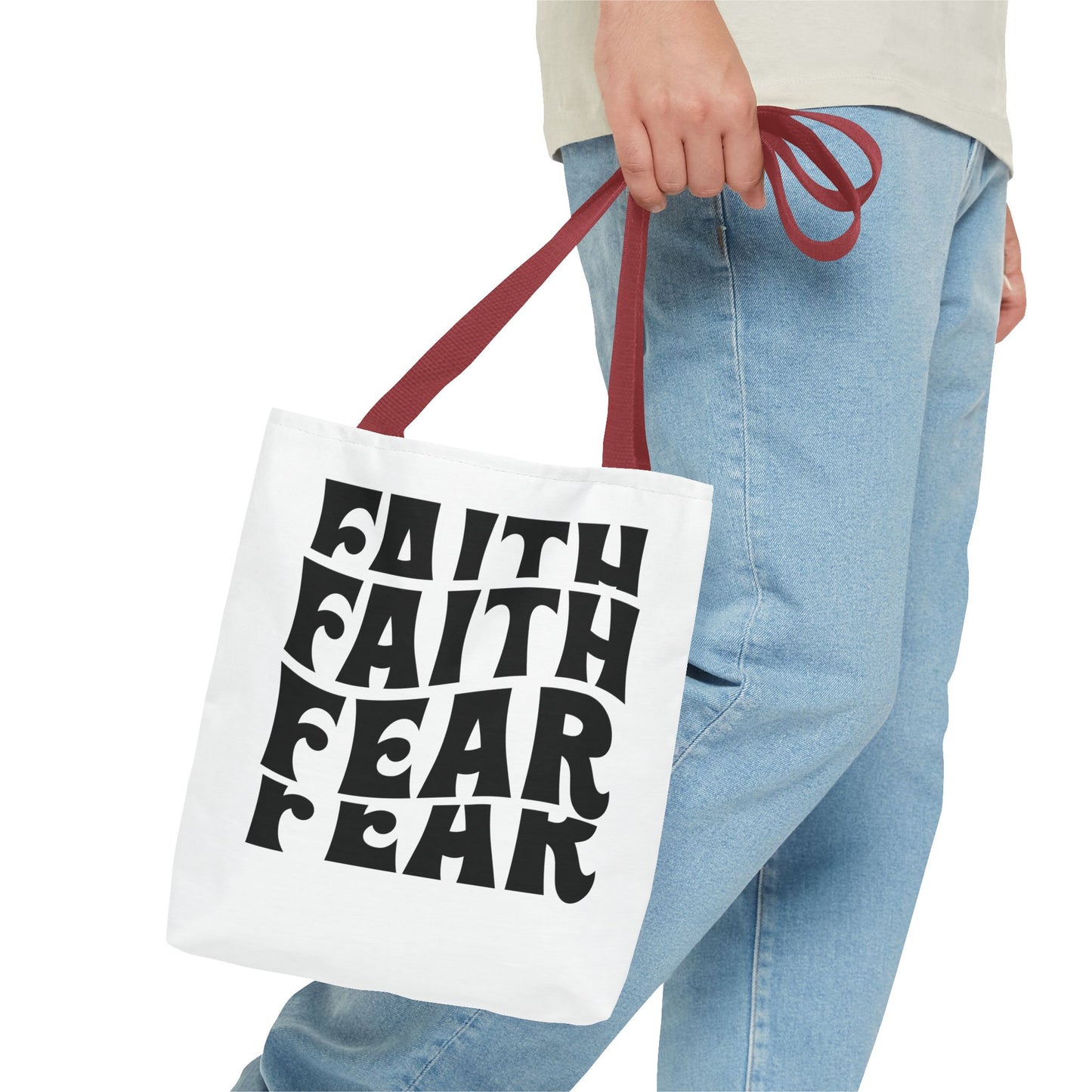 Faith Over Fear Tote Bag – Bold Retro Typography Canvas Tote