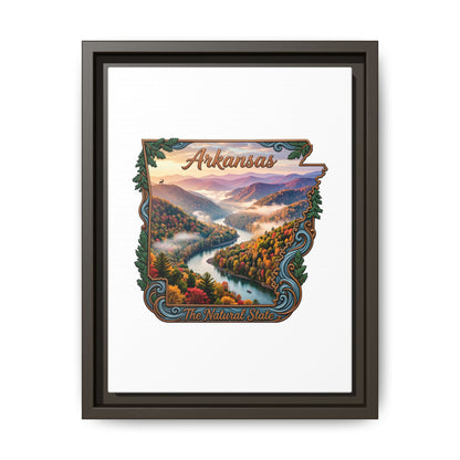 Arkansas Scenic State Map Canvas — "The Natural State" Framed Wall Art
