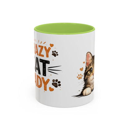 Cat Mug — "Crazy Cat Lady" Cute Kitten Accent Coffee Mug (11/15 oz)