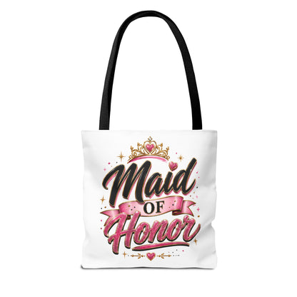 Maid of Honor Tote Bag — Pink Crown Bridal Party Tote for Weddings & Bachelorette