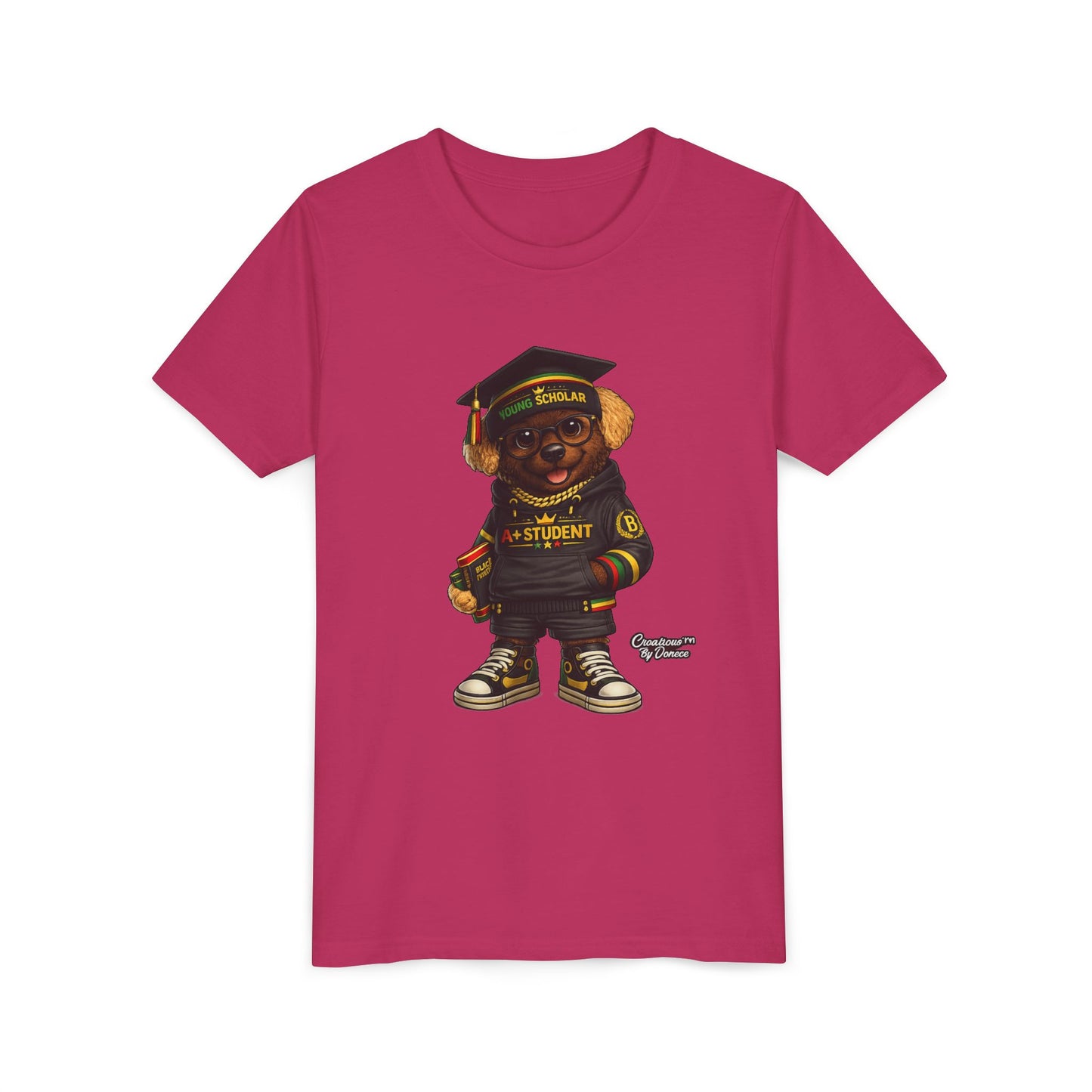 Youth Tee — Scholar Student Bear Graduation Graphic