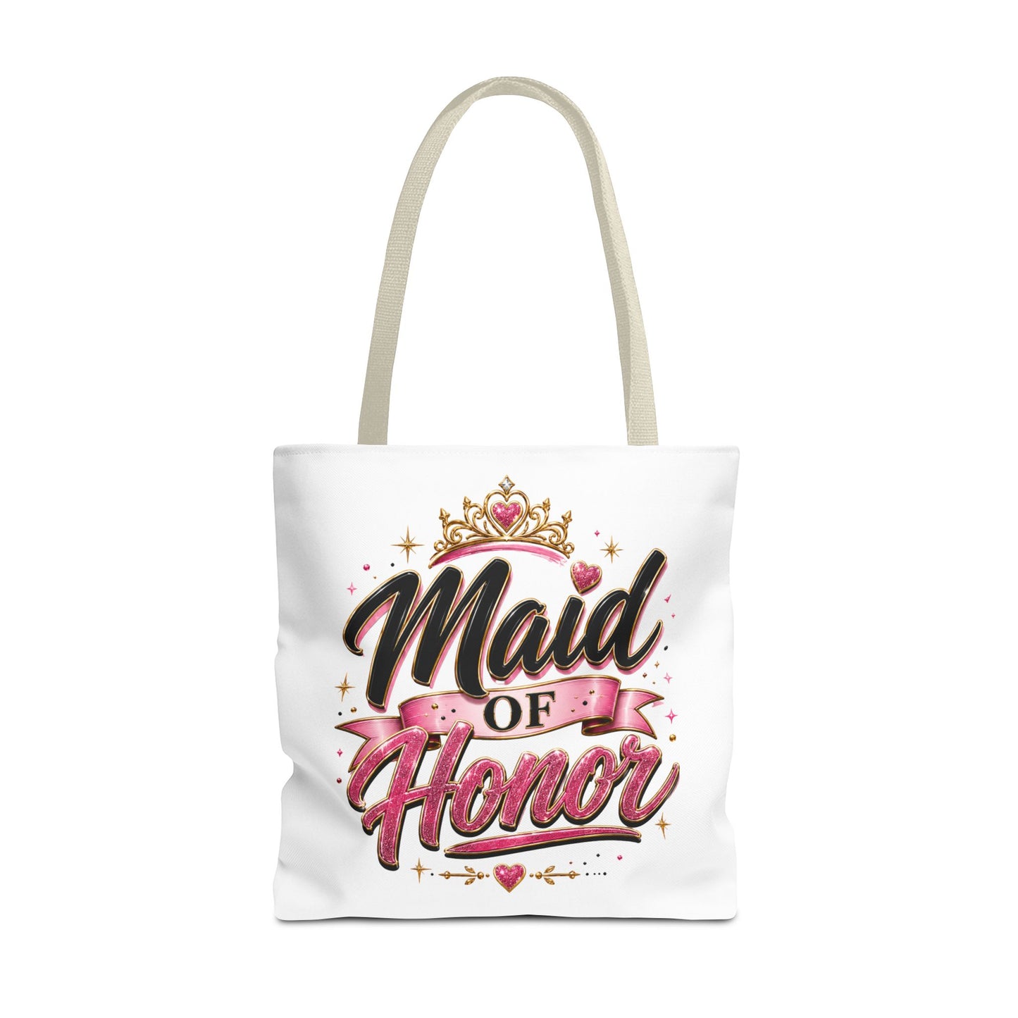 Maid of Honor Tote Bag — Pink Crown Bridal Party Tote for Weddings & Bachelorette