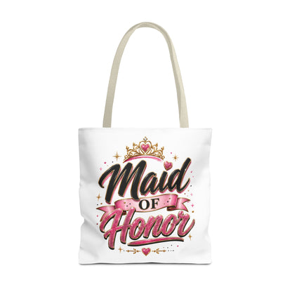 Maid of Honor Tote Bag — Pink Crown Bridal Party Tote for Weddings & Bachelorette