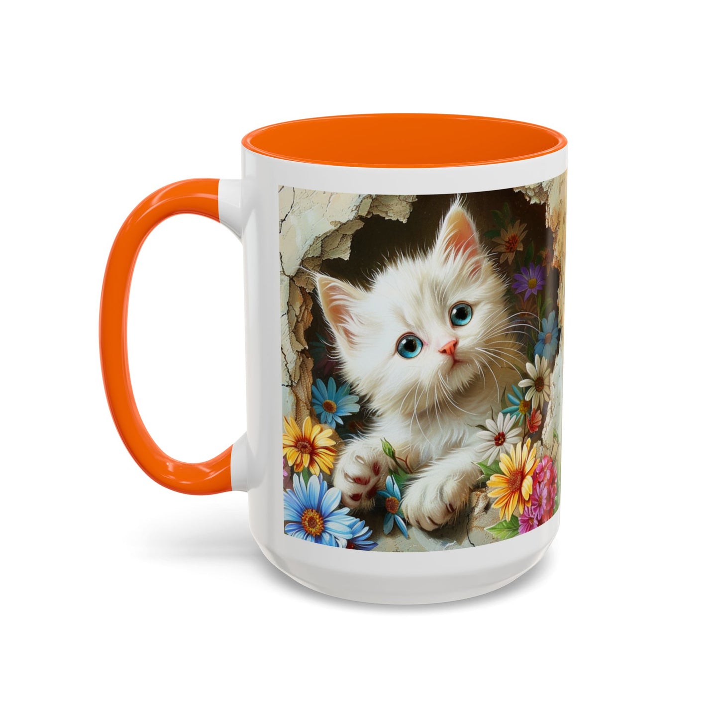 Cute Kitten Floral Accent Coffee Mug (11/15oz)