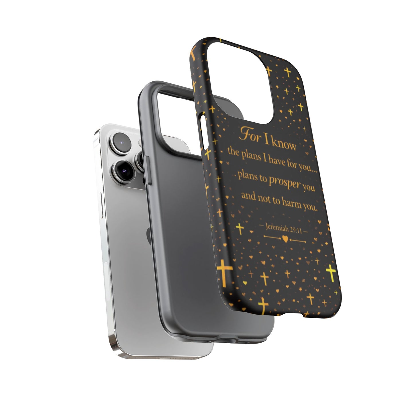 Phone Case — "For I Know" Jeremiah 29:11 Gold Cross Christian Tough Case