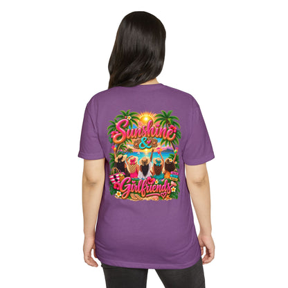 Sunshine & Girlfriends Beach T-Shirt — Tropical Vacation Tee for Friends