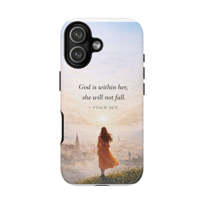 Inspirational Psalm 46:5 Phone Case — 'God is within her, she will not fall' Christian Phone Cover