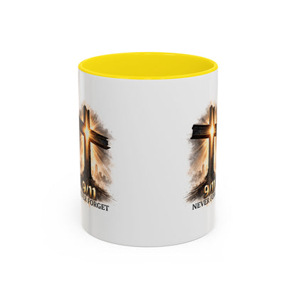 9/11 Never Forget Coffee Mug — Religious Memorial Accent Mug
