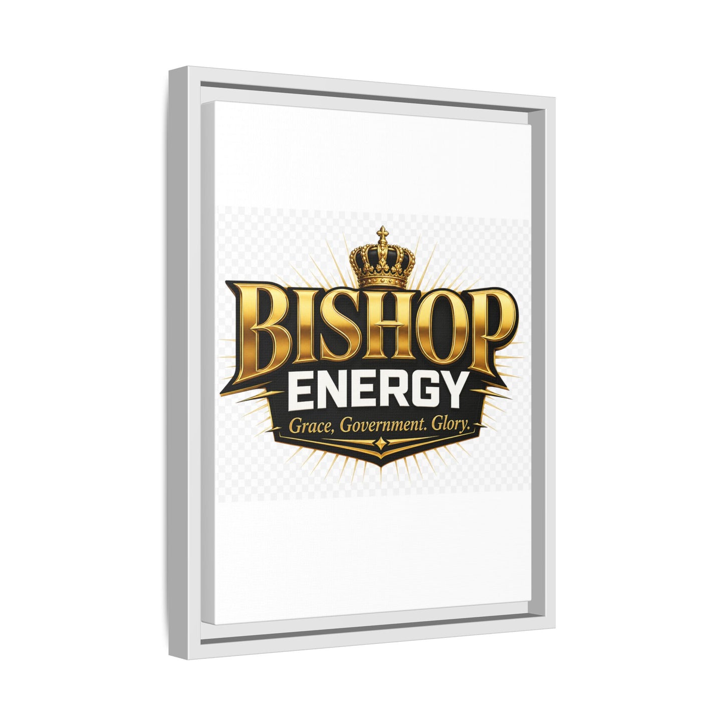 Framed Canvas Art - "Bishop Energy" Gold Crown Logo (Matte)