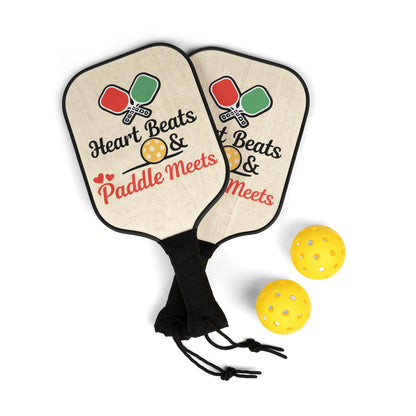 Pickleball Paddle Set — "Heart Beats & Paddle Meets" Graphic Kit (2 Paddles + Balls)
