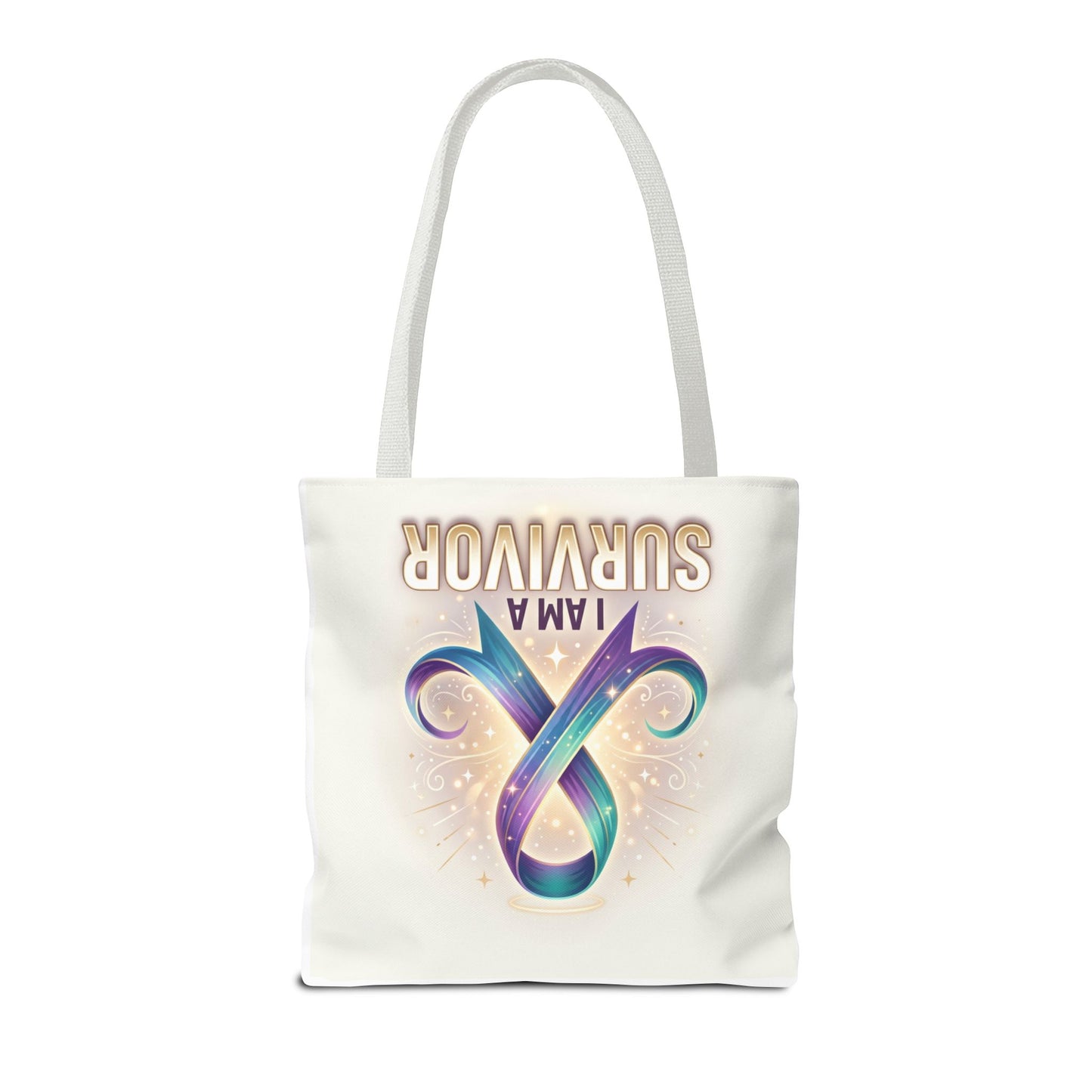 Survivor Ribbon Tote Bag - "I Am a Survivor" Awareness Reusable Shopper