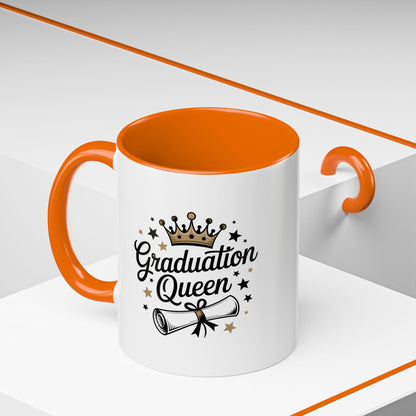 Graduation Queen Accent Coffee Mug — 11/15oz Ceramic Gift with Crown & Diploma Design