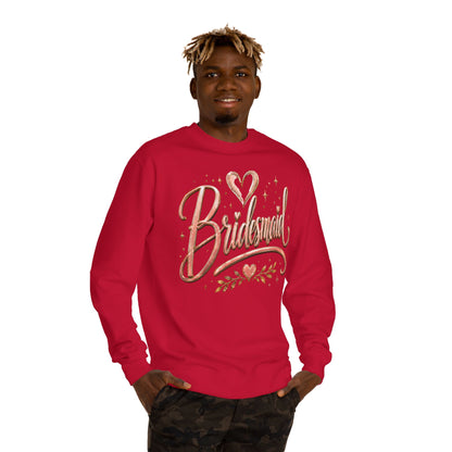 Bridesmaid Crewneck Sweatshirt — Rose Gold Script Bridesmaid Pullover