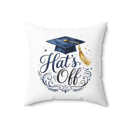 Graduation Pillow — "Hats Off" Decorative Throw Pillow with Cap & Tassel